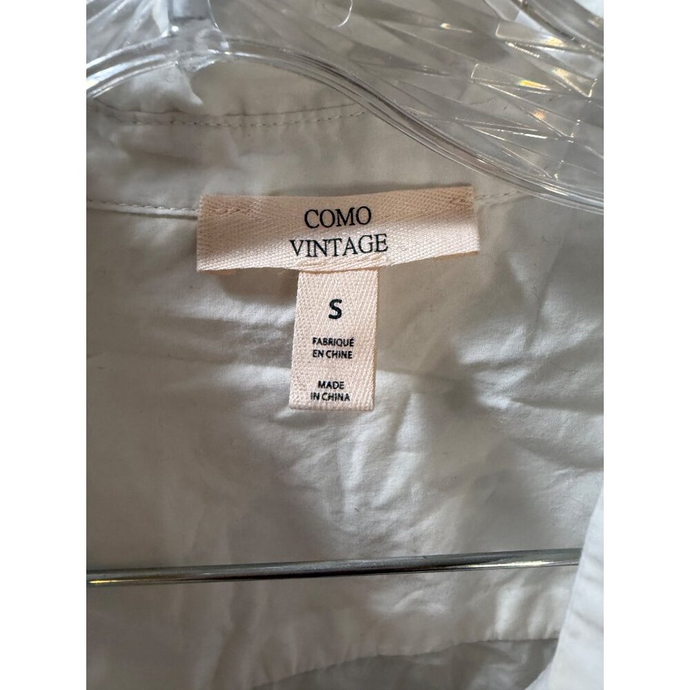 Como Vintage Womens White Button-Down Shirt Size S Long Sleeve Lightweight Cotto - Picture 3 of 6